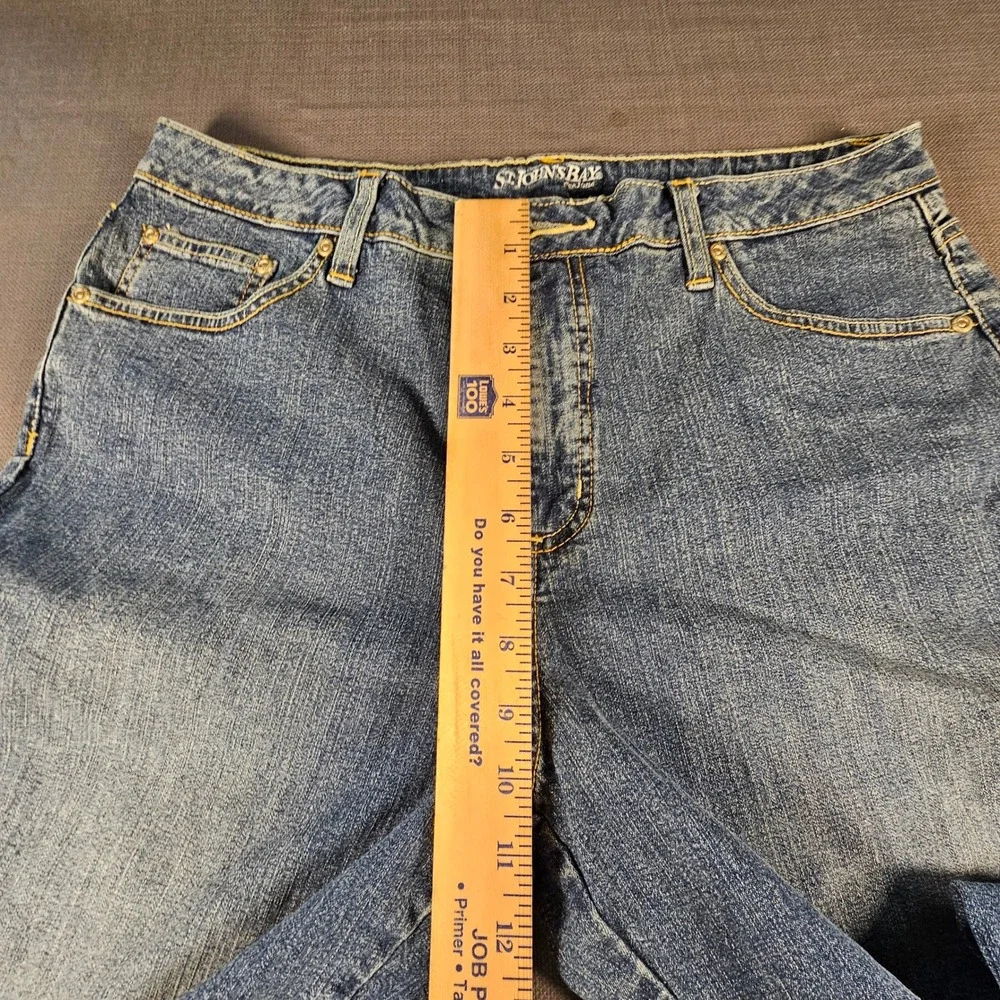St Johns Bay Womens Bootcut Jeans Medium Wash Stretch Denim Size 14
